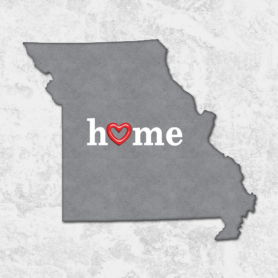 Map Painting - State Map Outline MISSOURI with Heart in Home by Elaine Plesser