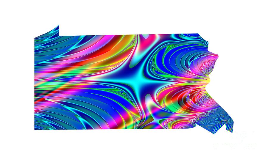 State of Pennsylvania Map Rainbow Splash Fractal Digital Art by Rose Santuci-Sofranko