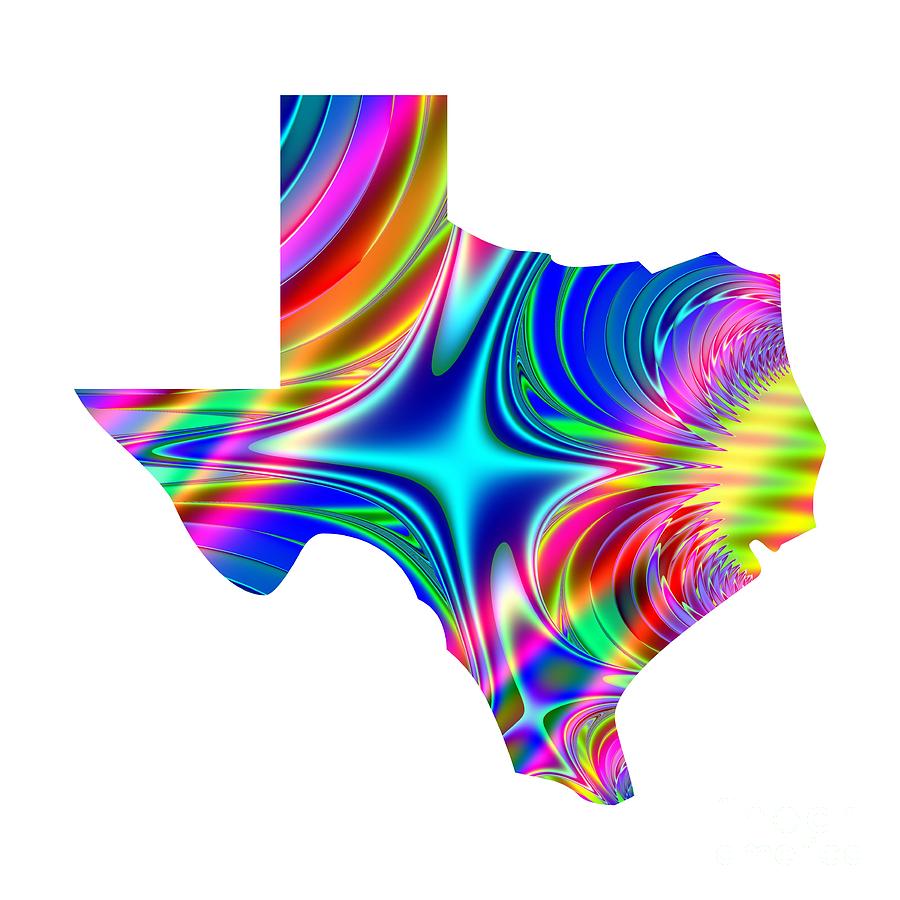 State of Texas Map Rainbow Splash Fractal Digital Art by Rose Santuci-Sofranko