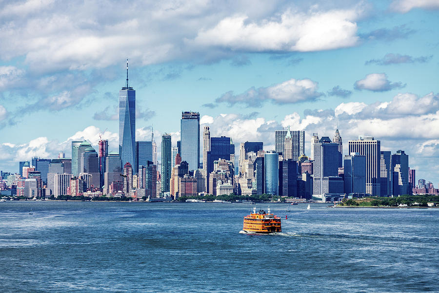 Staten Island Ferry And Manhattan Skyline Photograph