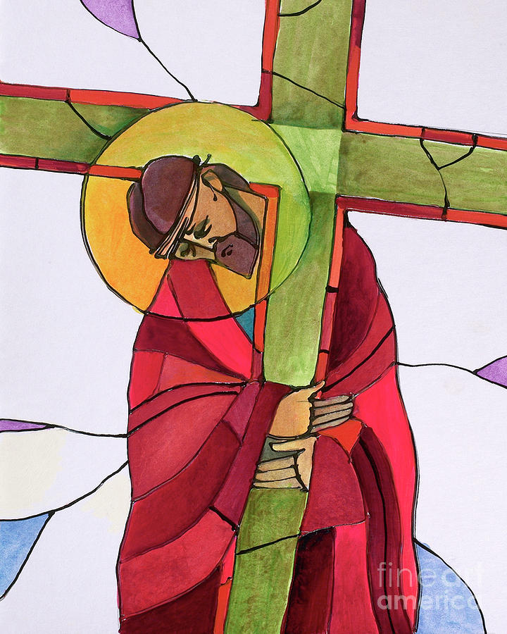 Stations of the Cross - 02 Jesus Accepts the Cross - MMJCS Painting by Br Mickey McGrath OSFS