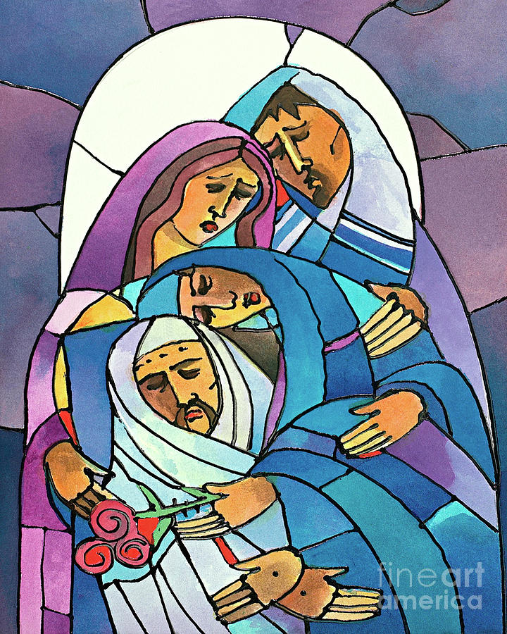 Stations of the Cross - 14 Body of Jesus is Laid in the Tomb - MMJLA Painting by Br Mickey McGrath OSFS