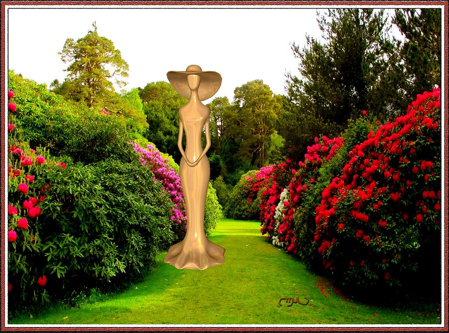 Still Life Digital Art - Statue among the flowers by Pemaro