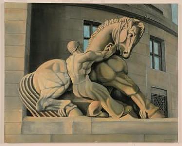 Statue At The Federal Trade Commission Painting by Joseph Greenawalt