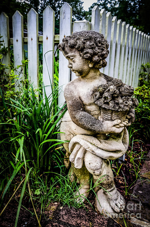 Flower Photograph - Statue by the Picket Fence-Myrtles Plantation by Kathleen K Parker