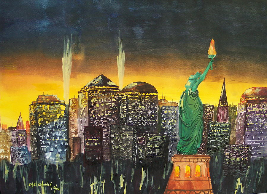 Statue Liberty Painting by Miroslaw  Chelchowski