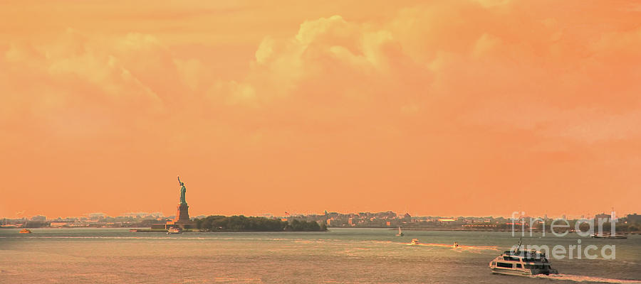 Statue Liberty Orange  Photograph by Chuck Kuhn