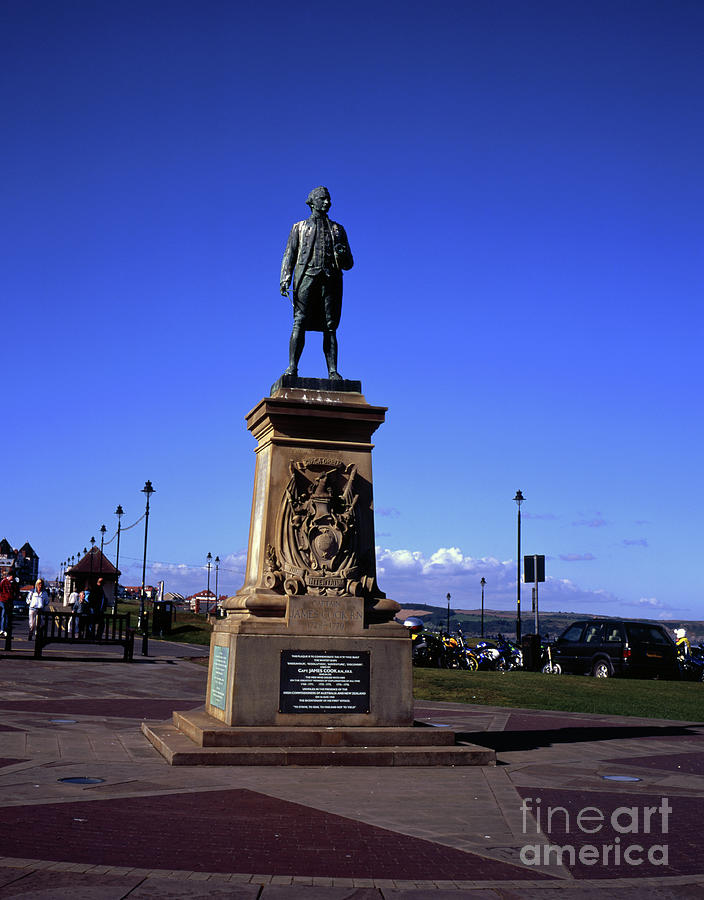 Statue Of Captain James Cook Overlooking Whitby From The East Terrace Crescent  Yorkshire England Photograph