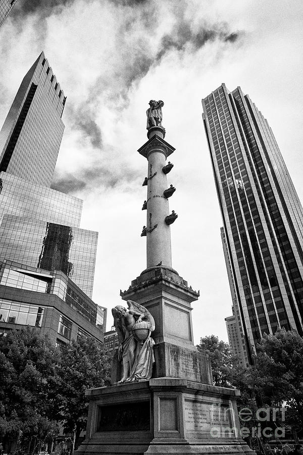 Statue Of Christopher Columbus In Columbus Circle With Time Warner