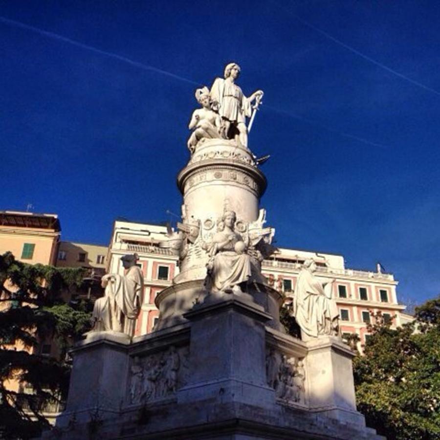 Columbus Photograph - Statue Of Columbus In Genoa, Liguria by Stefano Bagnasco