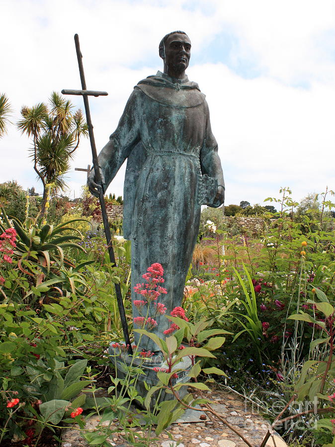 Religious Figures Photograph - Statue of Father Serra at Carmel Mission by Carol Groenen