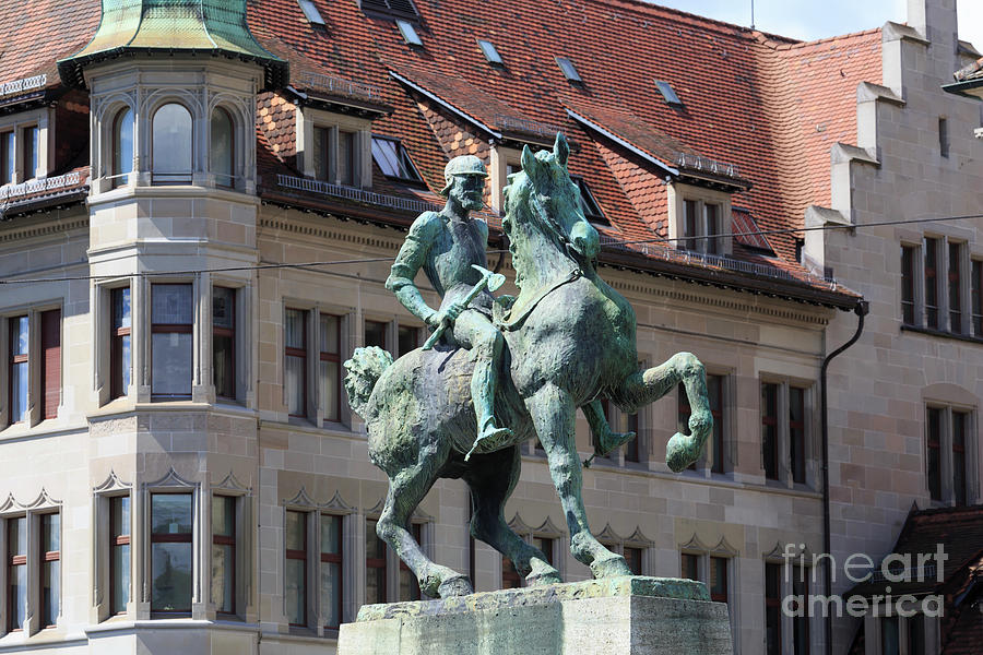 Statue Photograph - Statue of Hans Waldmann in Zurich Switzerland by Louise Heusinkveld