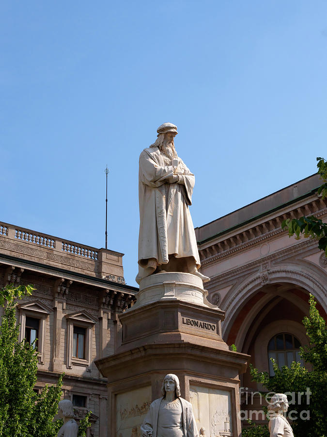 Statue of Leonardo da Vinci in Piazza della Scala Milan Italy Photograph by Louise Heusinkveld