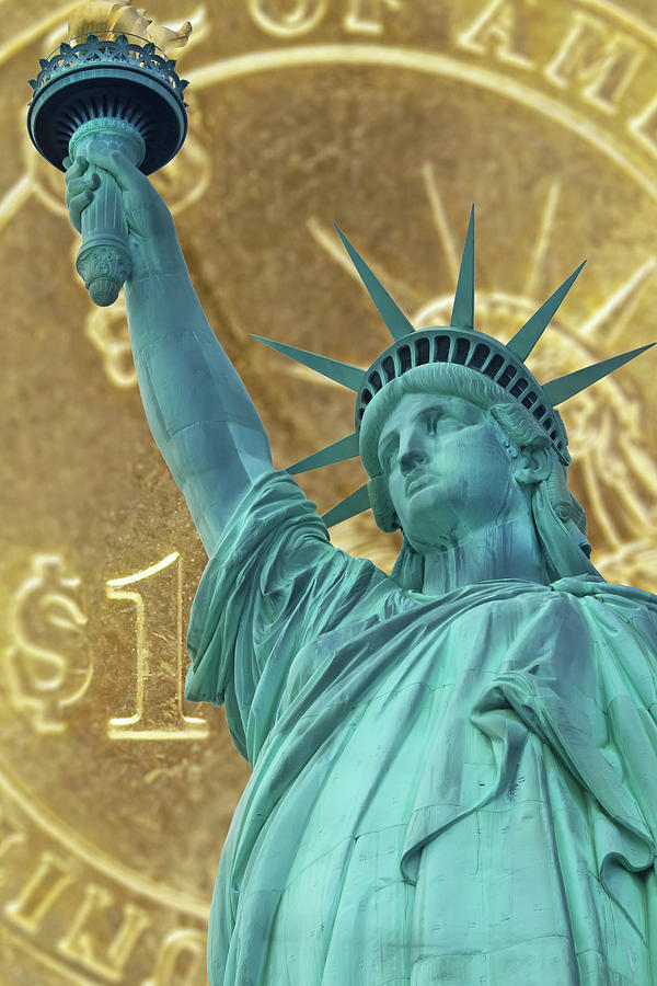 Statue Of Liberty And One Dollar Coin Photograph