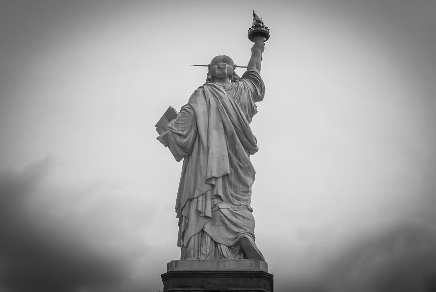Statue Of Liberty Back Black and White Photograph by Terry DeLuco