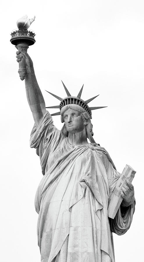 Statue Of Liberty Photograph - Statue of Liberty, black and white by Sandy Taylor