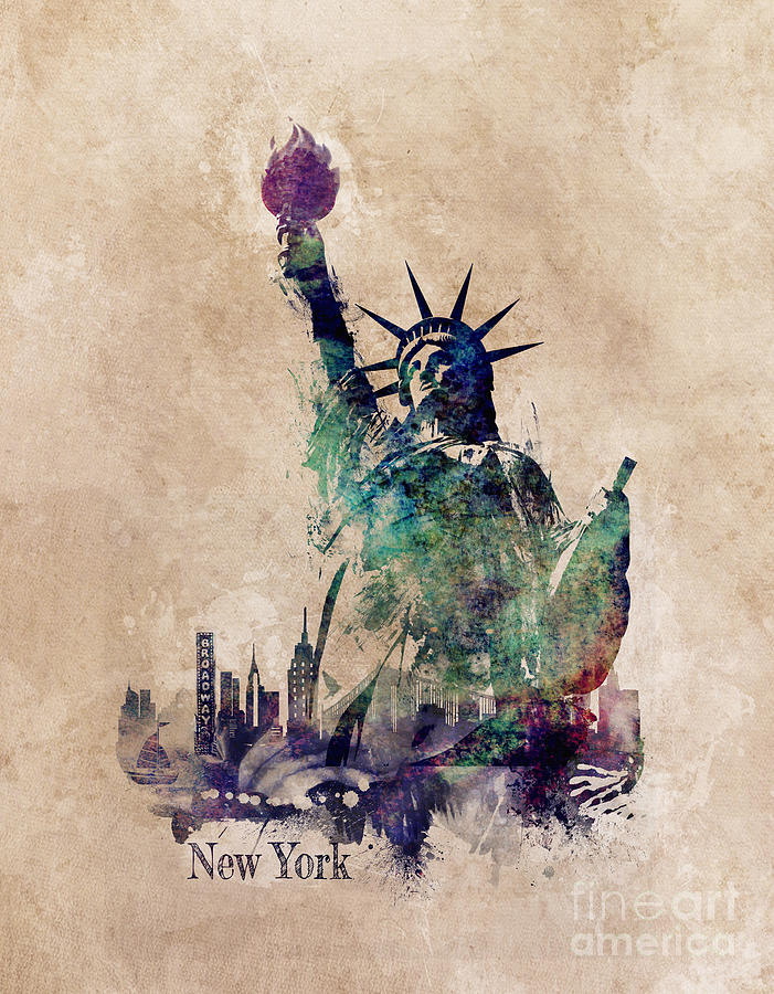 Statue of Liberty green art version Digital Art by Justyna Jaszke JBJart
