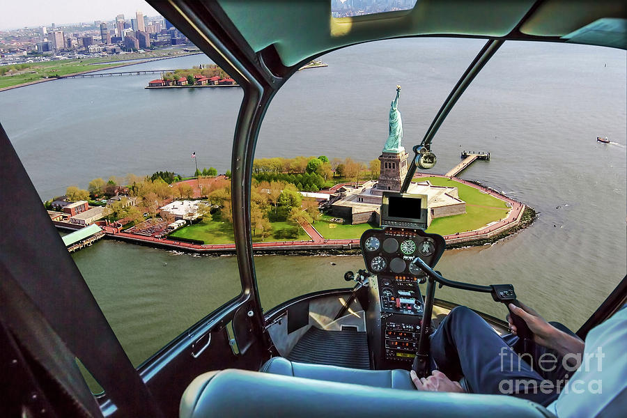 Statue of Liberty Helicopter Photograph by Benny Marty