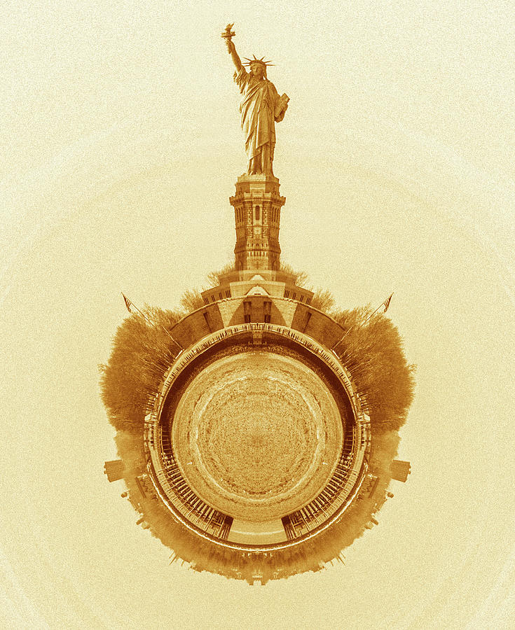 Statue Of Liberty Digital Art - Statue of Liberty Old Yellow World by Pelo Blanco Photo
