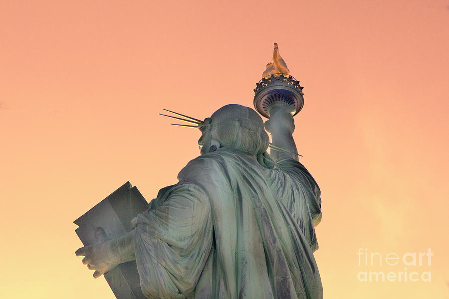 Statue of Liberty Up Close Sun bright  Photograph by Chuck Kuhn