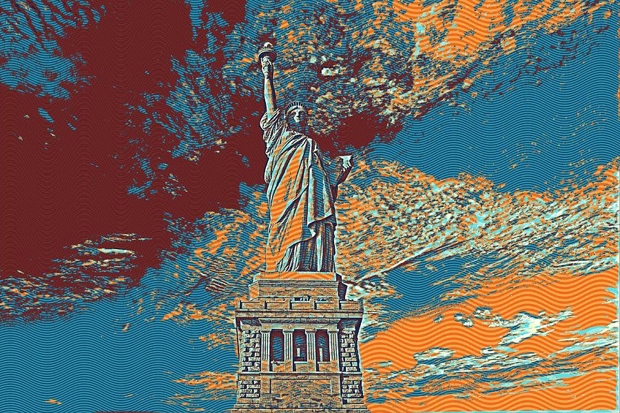 Statue Of Liberty Usa Travel Poster Painting by Celestial Images