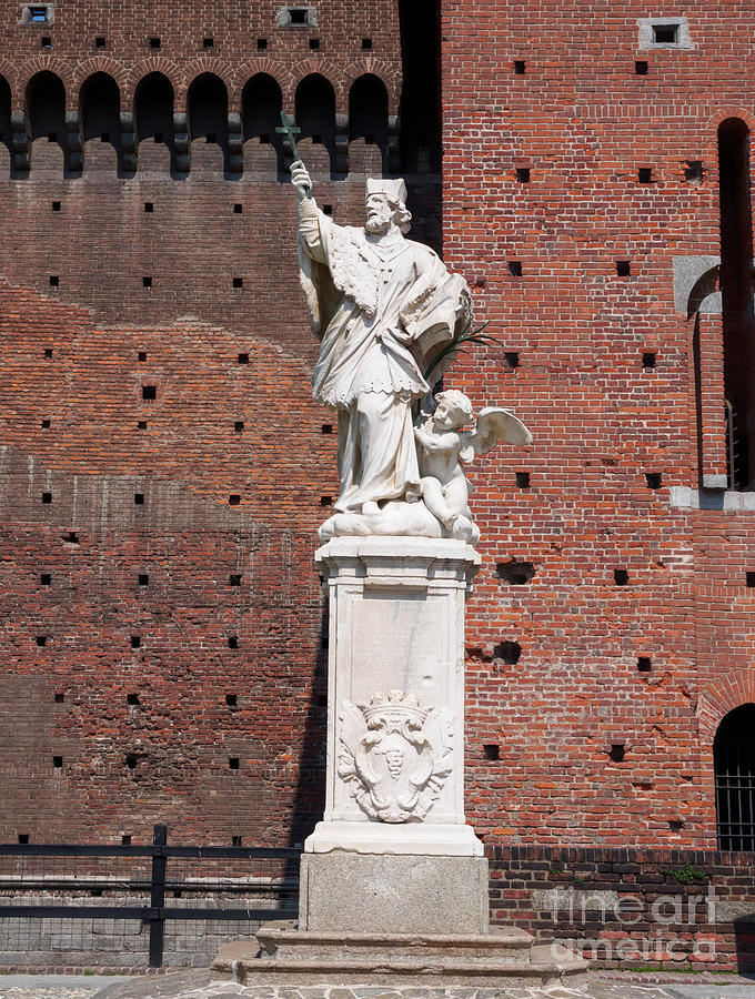 Statue of St John of Nepomuk in Sforza Castle Milan Italy Photograph by Louise Heusinkveld