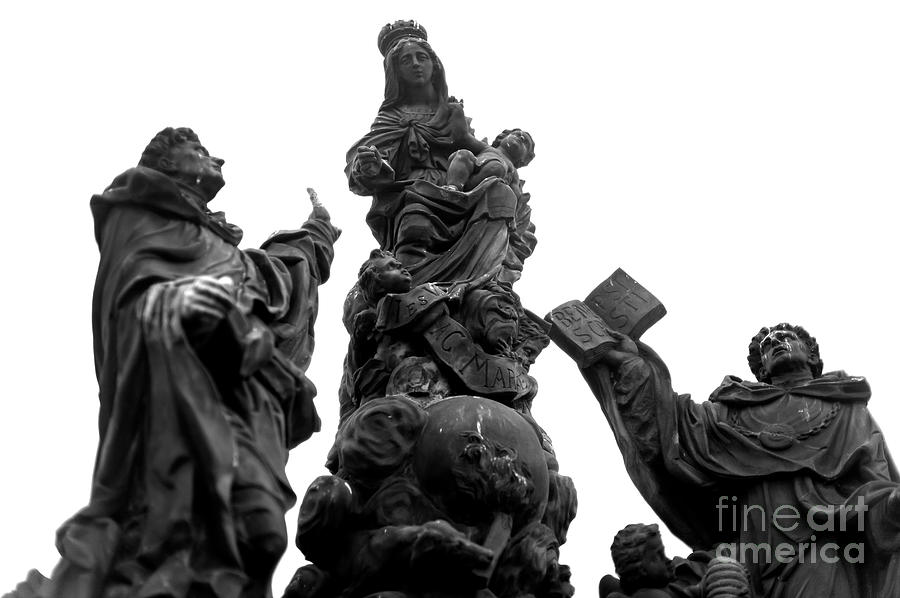 Statue of St. Thomas Aquinas and St. Dominique on Charles Bridge Prague Photograph by John Rizzuto