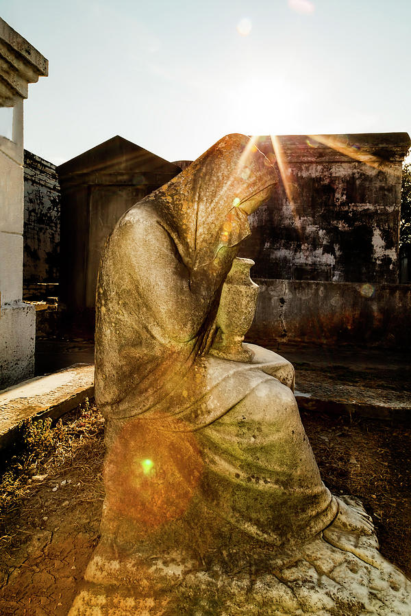 New Orleans Photograph - Weeping Woman, New Orleans Lafayette Cemetery by Kay Brewer