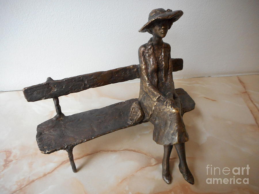Hat Sculpture - Statue of Young lady with a big hat by Milen Litchkov