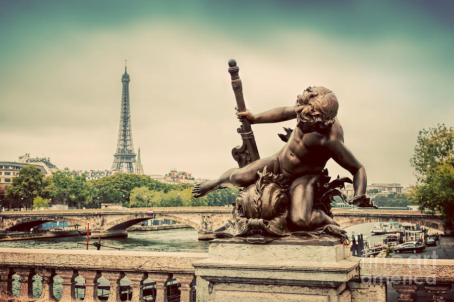 Statue on Pont Alexandre III bridge in Paris, France Photograph by Michal Bednarek