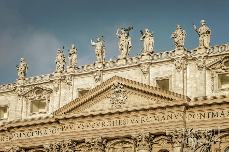 Vatican Photograph - Statues of St Peters basilica by Louise Poggianti