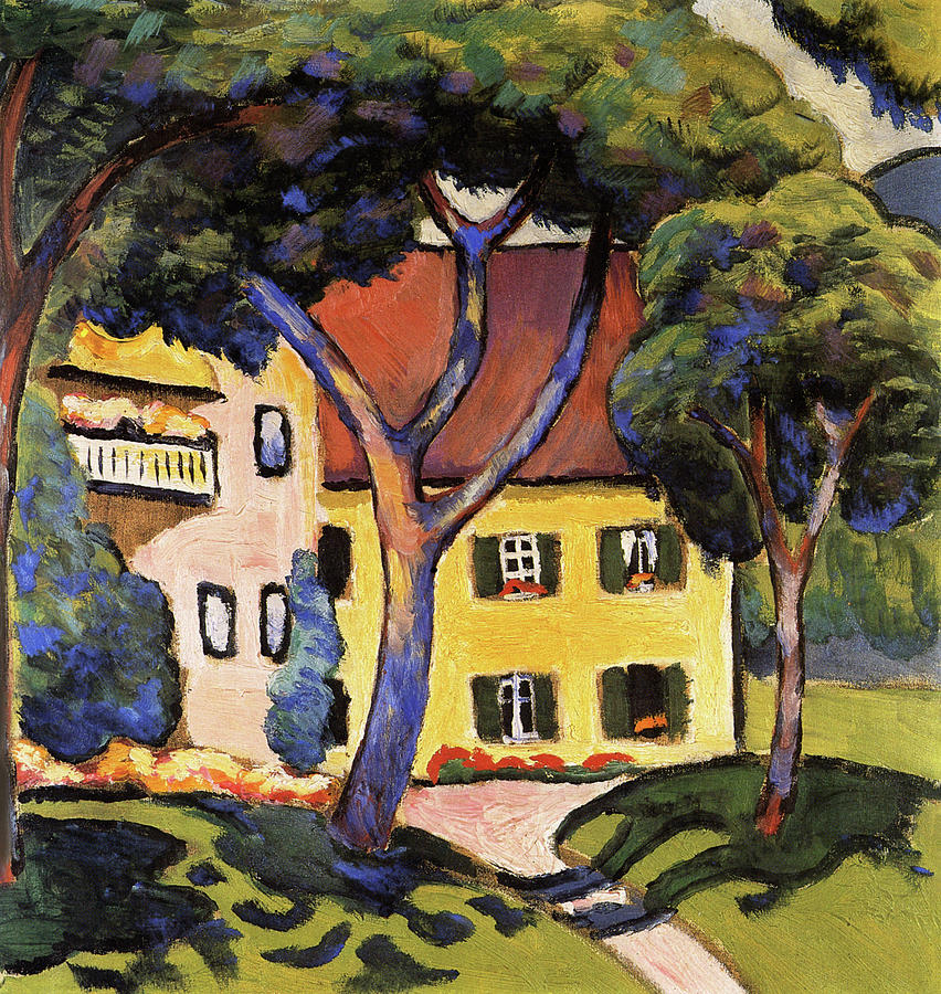 Staudachers House at the Tegernsee Painting by August Macke
