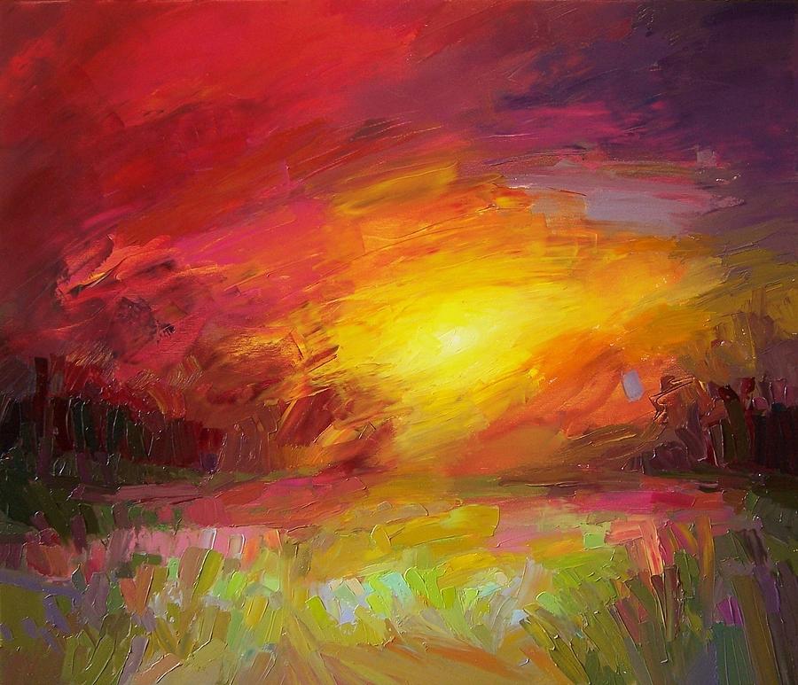 Sunset Painting - Stay With Me  by Roland Oil Painting