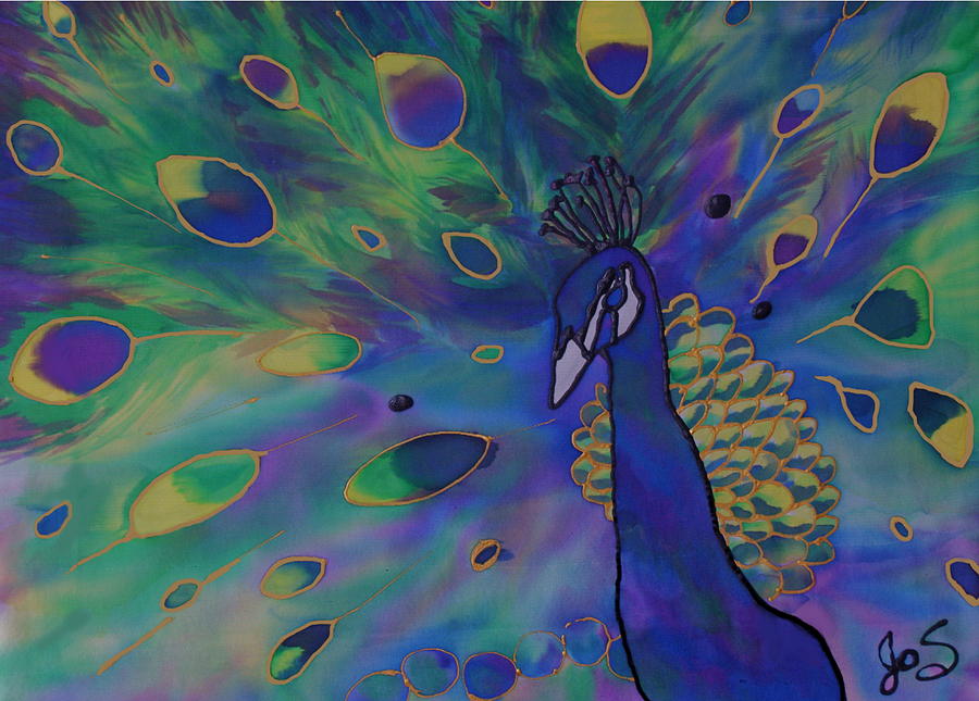 Peacock Painting - Stealing the Show by Jo Smoley