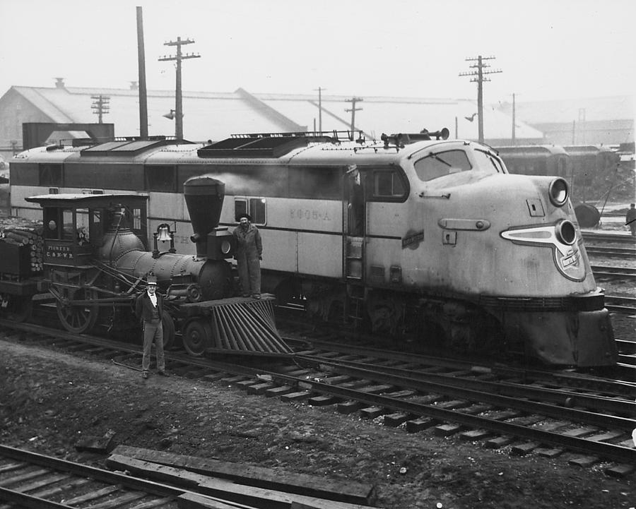 Steam and Diesel Locomotives at Chicago Shops - 1948 Photograph by Chicago and North Western Historical Society