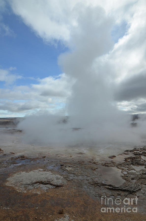 Steam Cloud Above Strokkur Crater In Iceland Photograph by DejaVu Designs