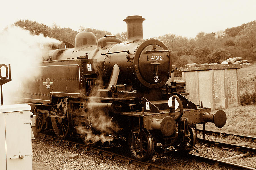 Vintage Photograph - Steam Engine 41312 Sepia by Phyllis Taylor