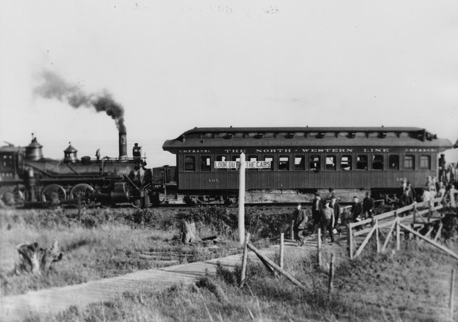 Steam Engine and Passenger Car Photograph by Chicago and North Western Historical Society