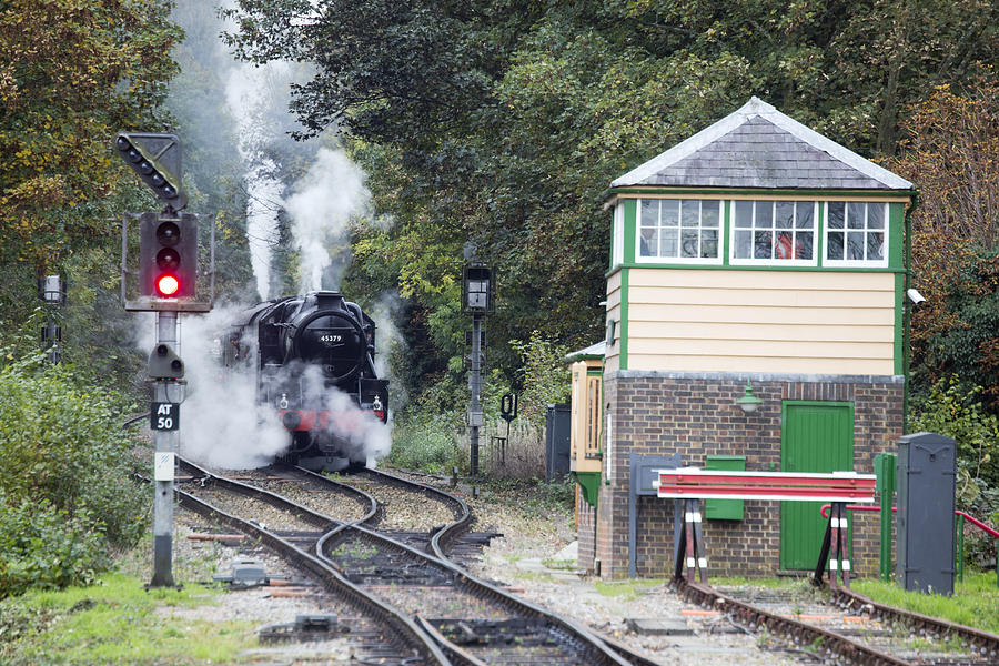 Steam engine approaching Alton Photograph by Tony Mills