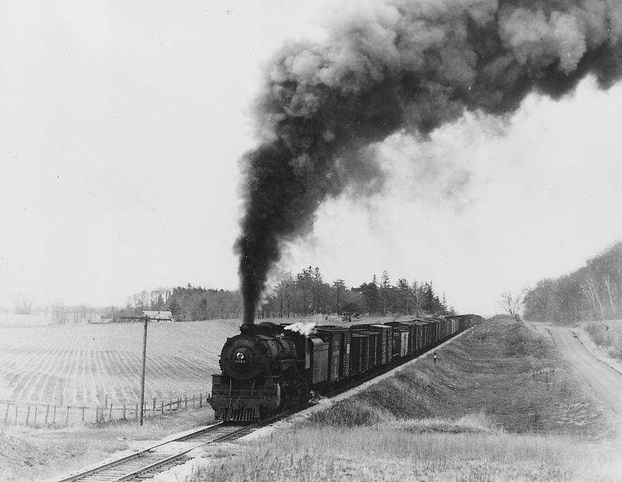 Steam Engines Photograph - Steam Engine Hauls Freight Through Country by Chicago and North Western Historical Society