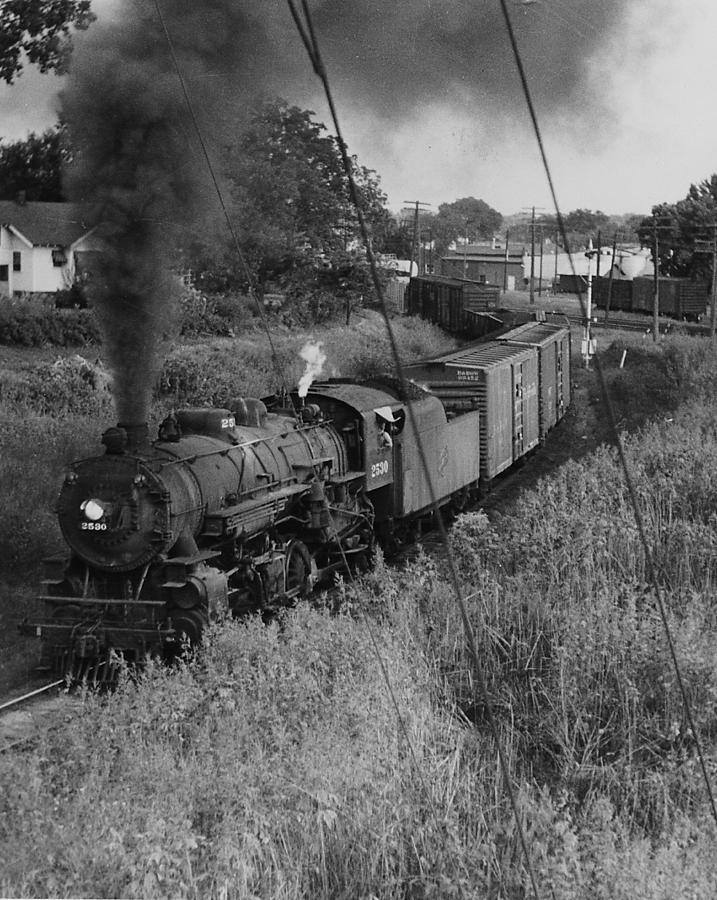Steam Engine Lugging Freight Through Iowa - 1954 Photograph by Chicago and North Western Historical Society