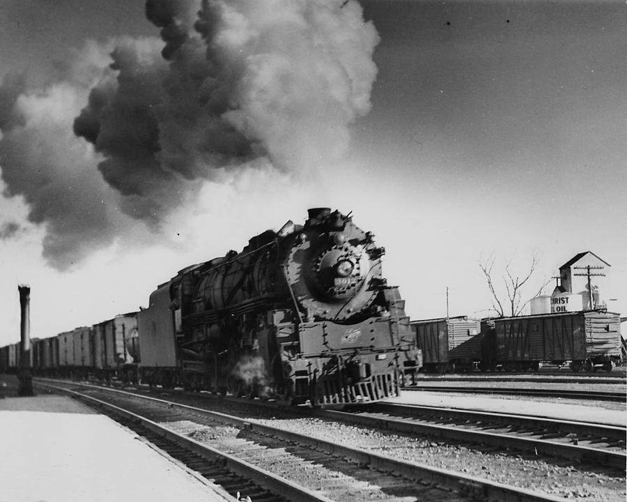 Steam Engine Pulling Freight in Iowa - 1944 Photograph by Chicago and North Western Historical Society