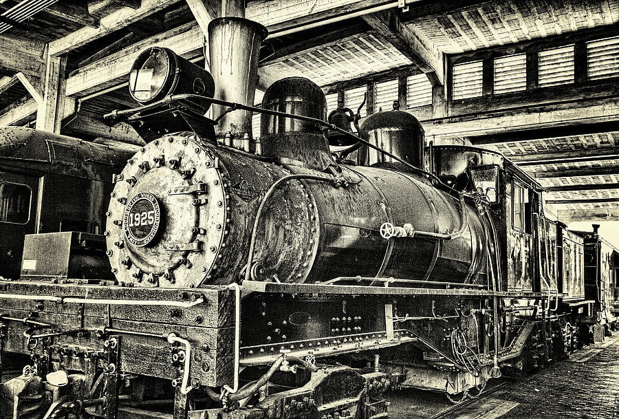 Steam Engine Train 1925 Lima Locomotive BW Photograph by Dan Carmichael