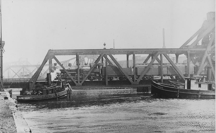 Steam Locomotive Crossing Bridge Photograph by Chicago and North Western Historical Society