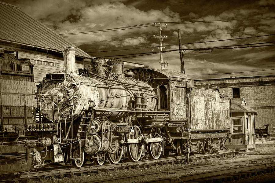 Steam Locomotive Train Engine No.1395  in Sepia Tone Photograph by Randall Nyhof