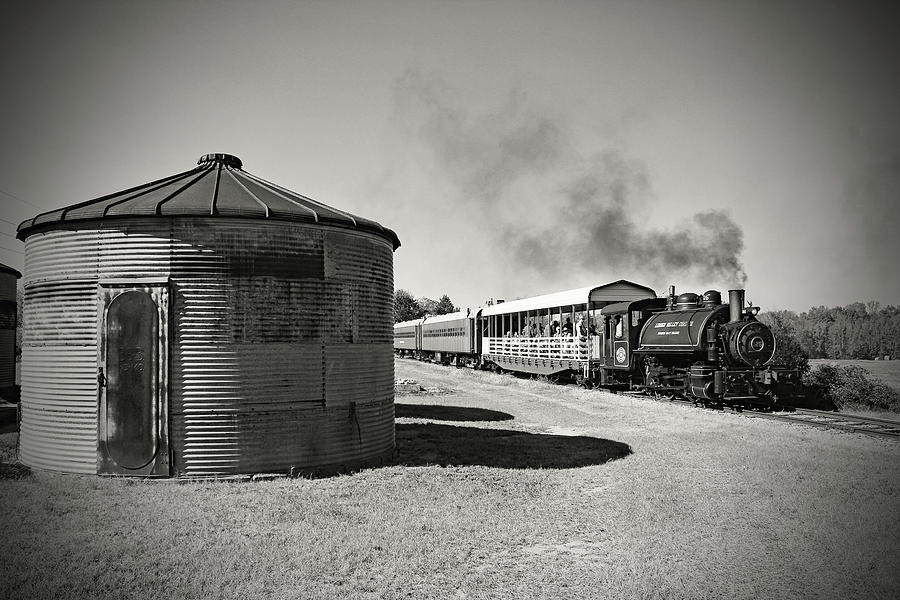 Steam on the South Carolina Railroad Museum 3 B W 2 Photograph by Joseph C Hinson