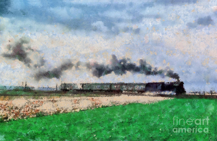 Steam Passenger Train rumbles across a European Landscape Photograph by Wernher Krutein