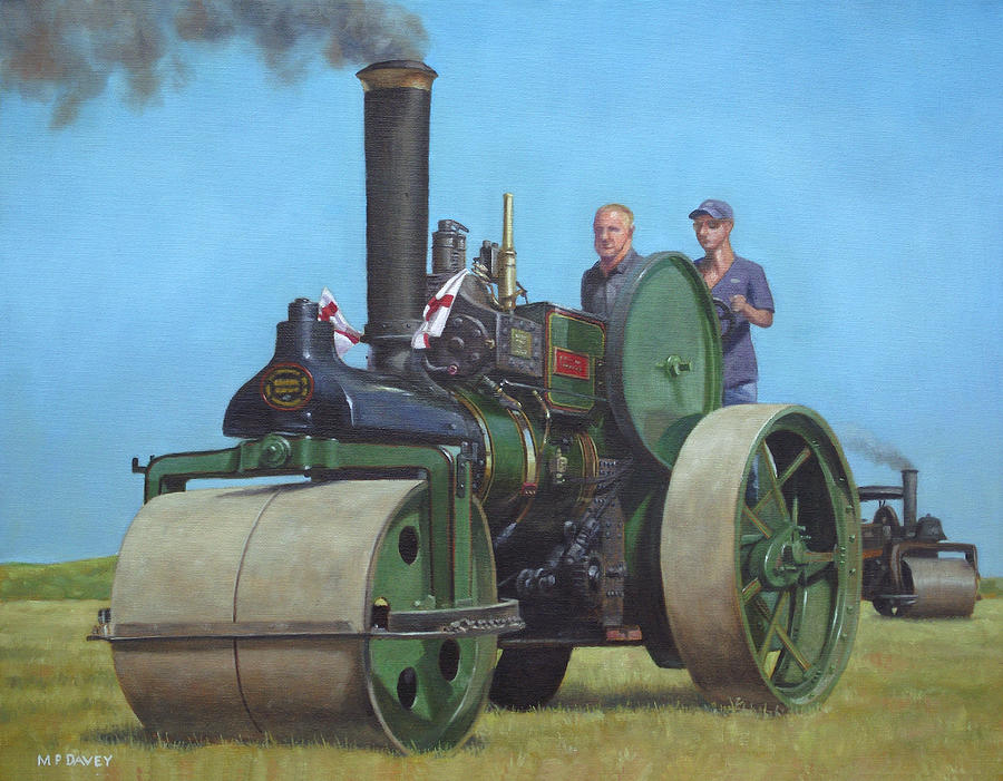 Steam Painting - Steam Roller Traction Engine by Martin Davey