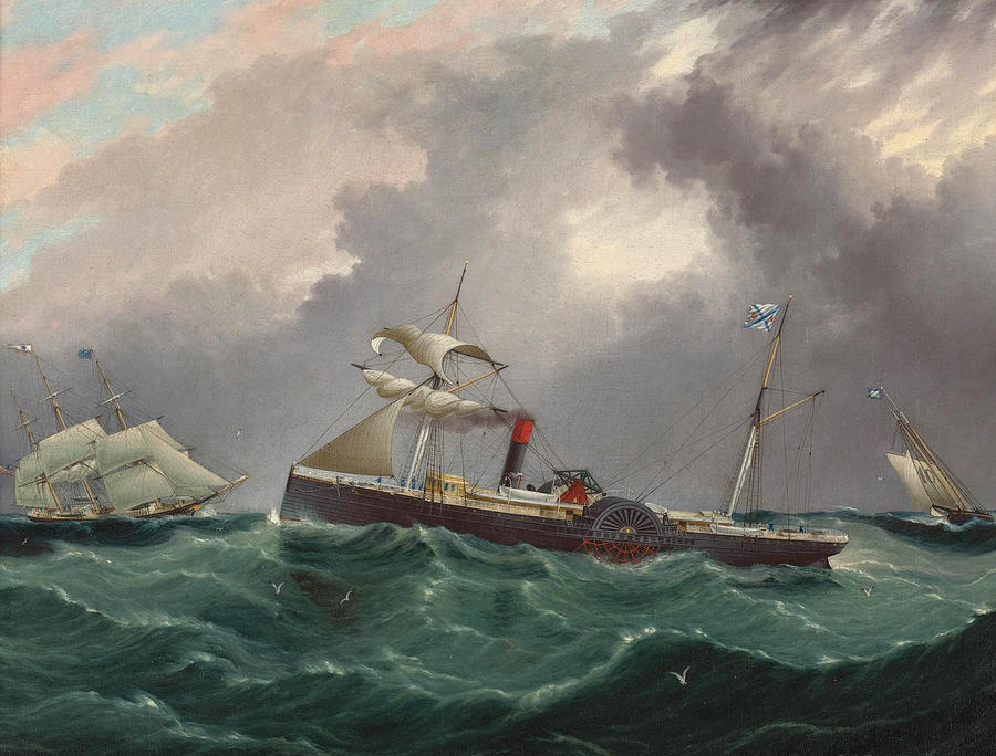Steam Sailer San Salvador Painting by James Edward Buttersworth