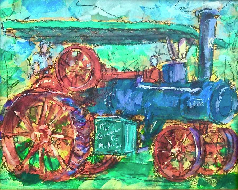 Steam Tractor Painting by Les Leffingwell